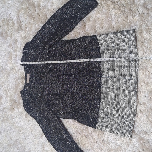 Banana Republic Colorblock Black White Tweed Coat XL - Picture 5 of 10